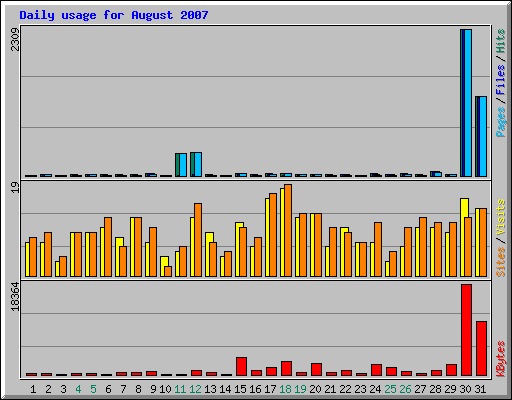 Daily usage for August 2007