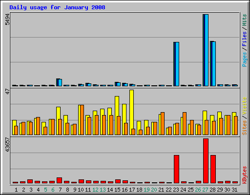 Daily usage for January 2008