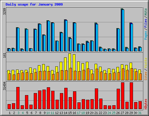 Daily usage for January 2009