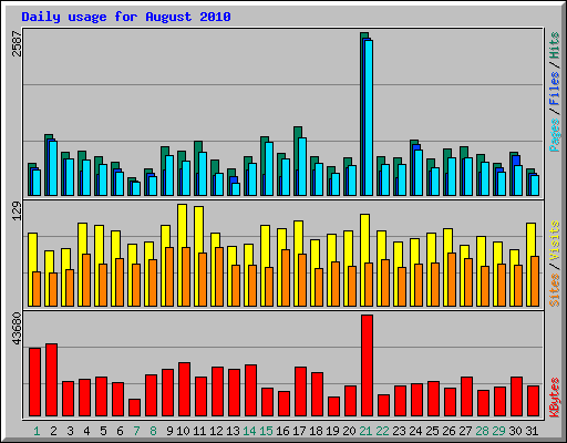 Daily usage for August 2010