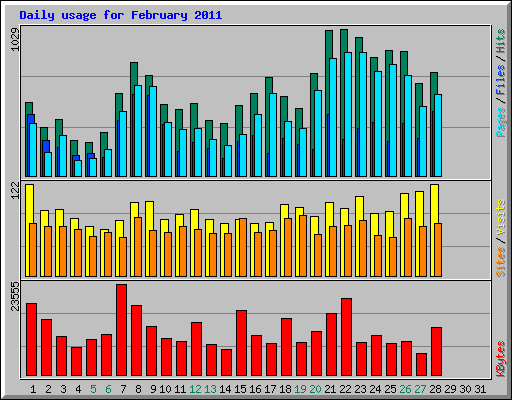Daily usage for February 2011