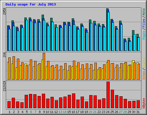 Daily usage for July 2013