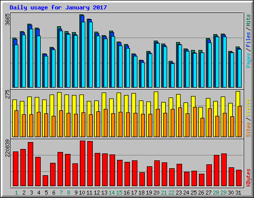 Daily usage for January 2017