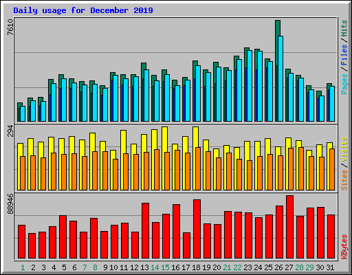 Daily usage for December 2019