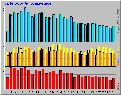 Daily usage for January 2020