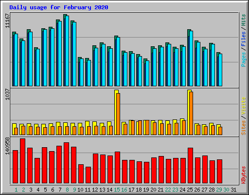 Daily usage for February 2020