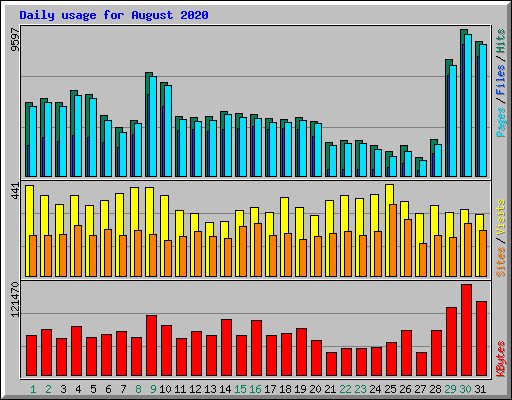 Daily usage for August 2020