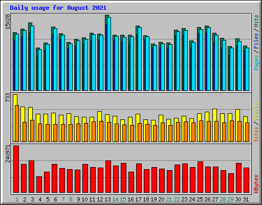 Daily usage for August 2021