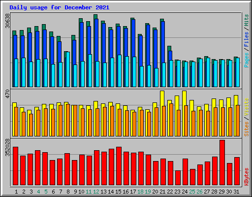 Daily usage for December 2021