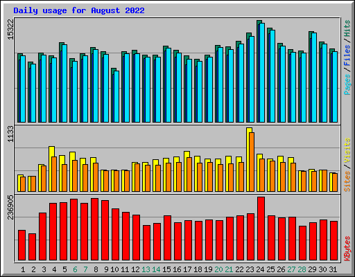 Daily usage for August 2022