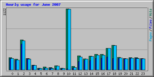 Hourly usage for June 2007