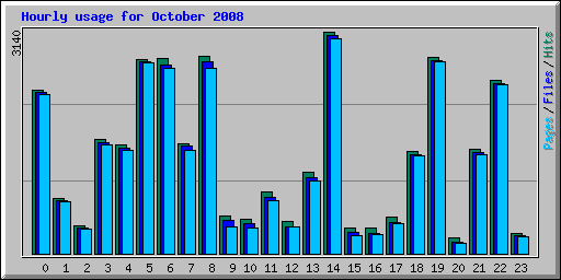 Hourly usage for October 2008