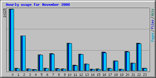 Hourly usage for November 2008