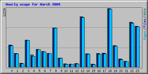 Hourly usage for March 2009