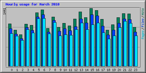 Hourly usage for March 2010