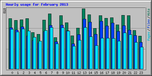 Hourly usage for February 2013